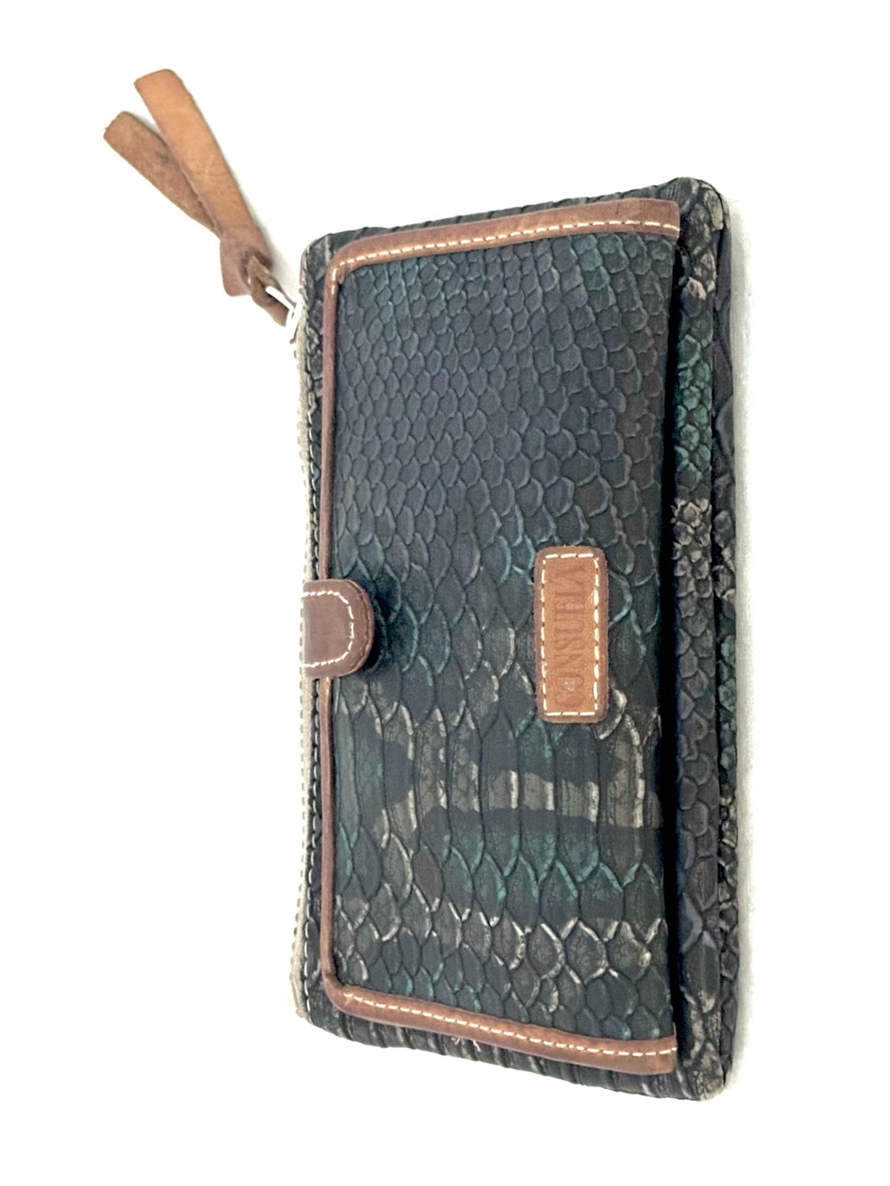 Consuela “Rattler” Snake-Embossed Leather Wallet with Brown Trim - Picture 11 of 11